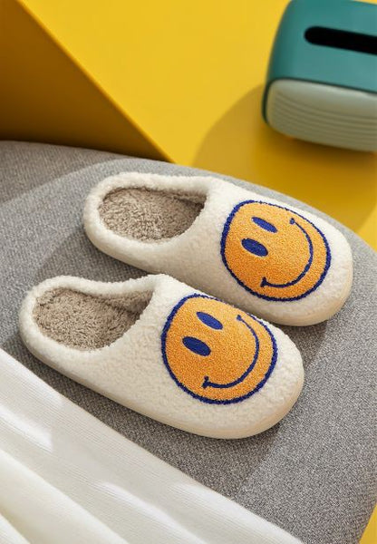 Cream Smiley Slippers